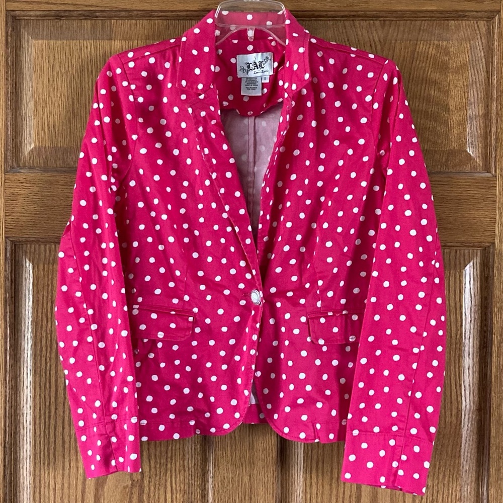 LAL Vibrant Pink & White Polka Dot Jacket Small